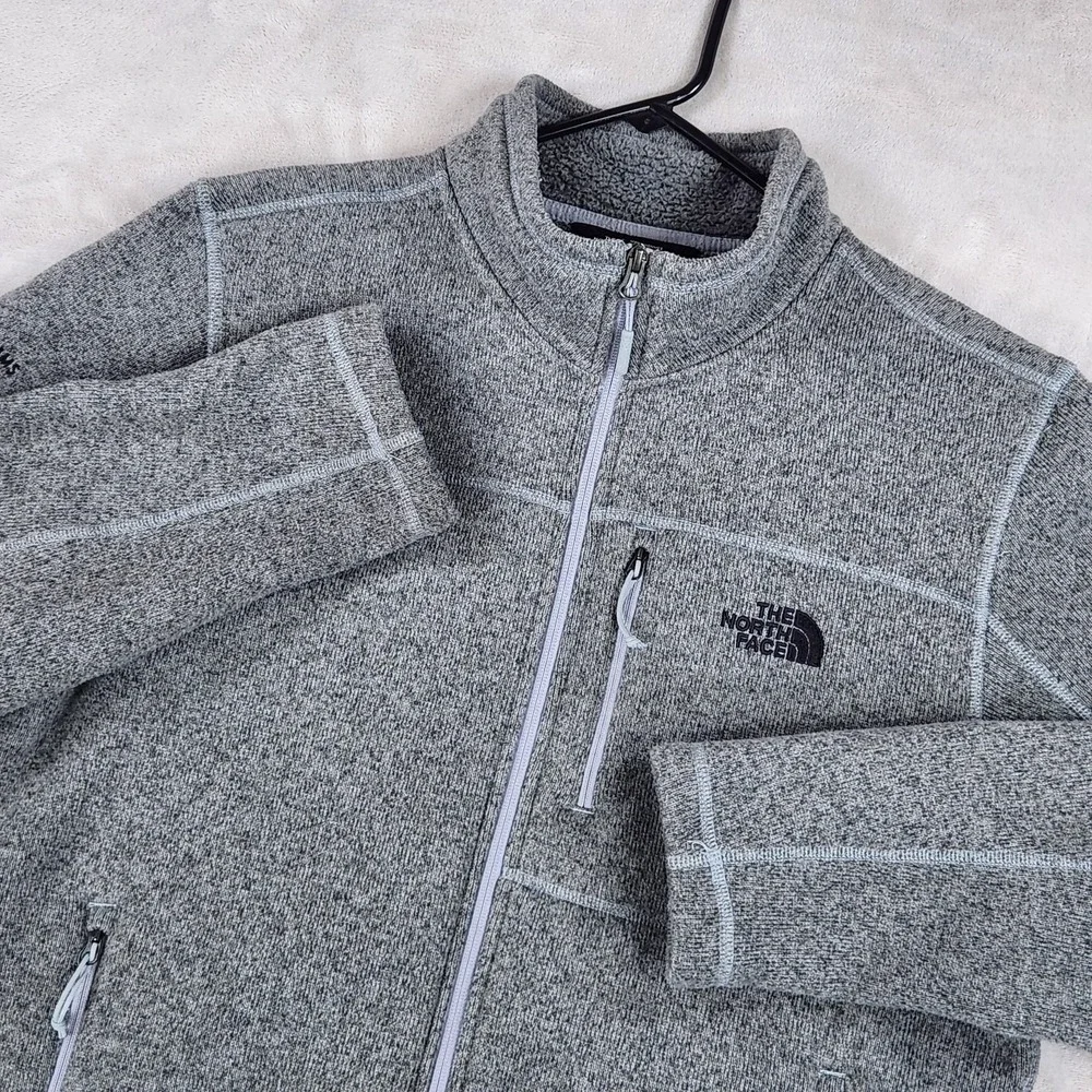 The North Face Jacket Mens Large Gray Sweater Fleece Full Zip Moss Adams Logo